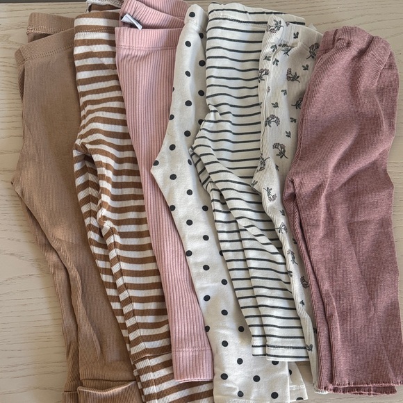 7 Neutral & Pink Legging Bundle - Stripes, Polka Dots & Floral - Picture 2 of 9